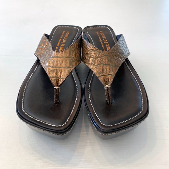 Donald J Pliner Bronze Snakeskin Wedge Platform Sandal Sassy Size 8 M - Picture 3 of 8